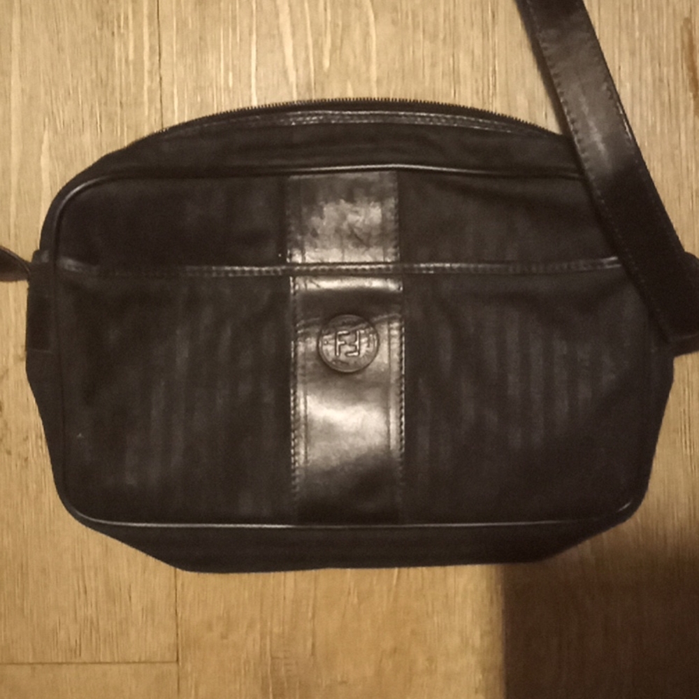 Vintage Fendi Black pinstripe Crossbody